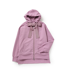 Bow ribbon zip up hoodie