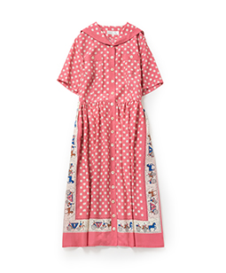 Polka dots parade marine collar dress