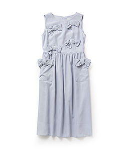 Dobby cloth front ribbon dress