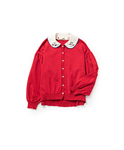 Strawberry embroidery collar cardigan