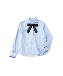 Regimental ribbon tie blouse 