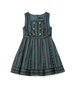 Regimental stripe gored dress