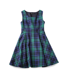 Wool tartan back ribbon dress