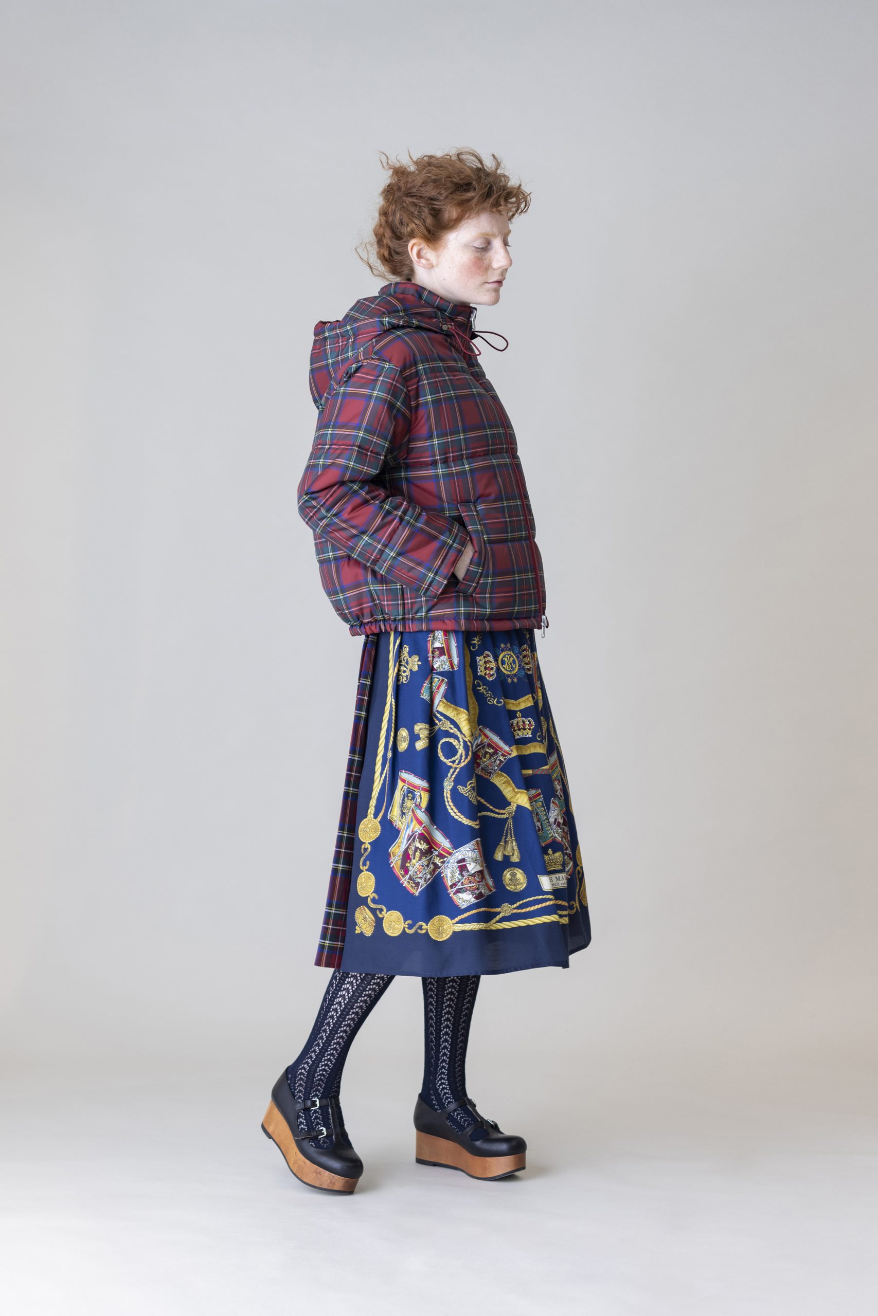 タータンチェックパネルスカートJane Marple Tartan check panel skirt