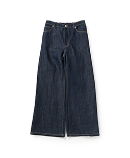 Cotton linen denim 2face pants