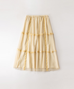 Velvet-trim tulle skirt