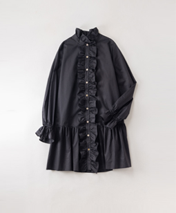 Frill-trim shirt dress