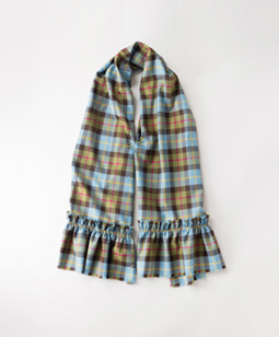 Tartan check frill-trim stole