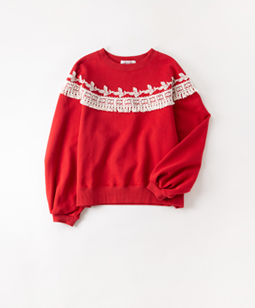 Folklore lace-trim sweatshirt