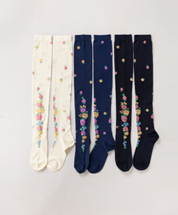 Folklore flowers over-knee socks