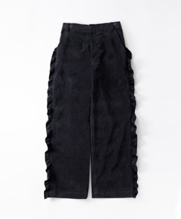 Velveteen side frill pants