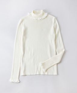 Lace-trim turtleneck sweater