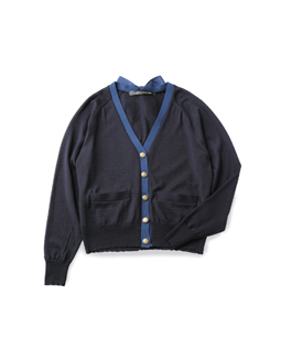 Highgauge knit bicolor cardigan