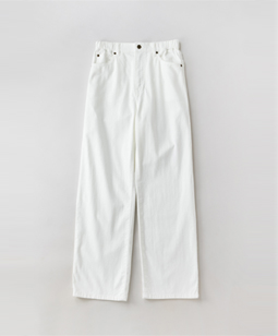 Cotton denim back ribbon pants