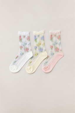 La vie en rose sheer crew socks