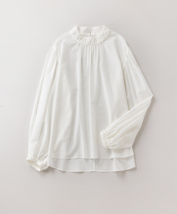 Cotton voile gather sleeve blouse