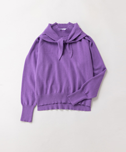 Cotton cashmere stole turtleneck sweater