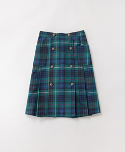 Jacquard tartan check tuck pleats skirt