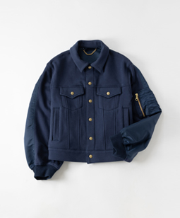 Luana fleece&nylon twill blouson