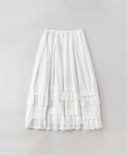 Cotton typewriter lace-trim skirt