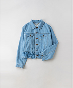 Organic denim frill-trim jacket