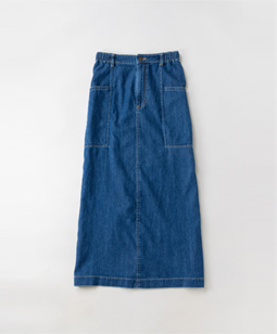 Organic denim side-pocket skirt